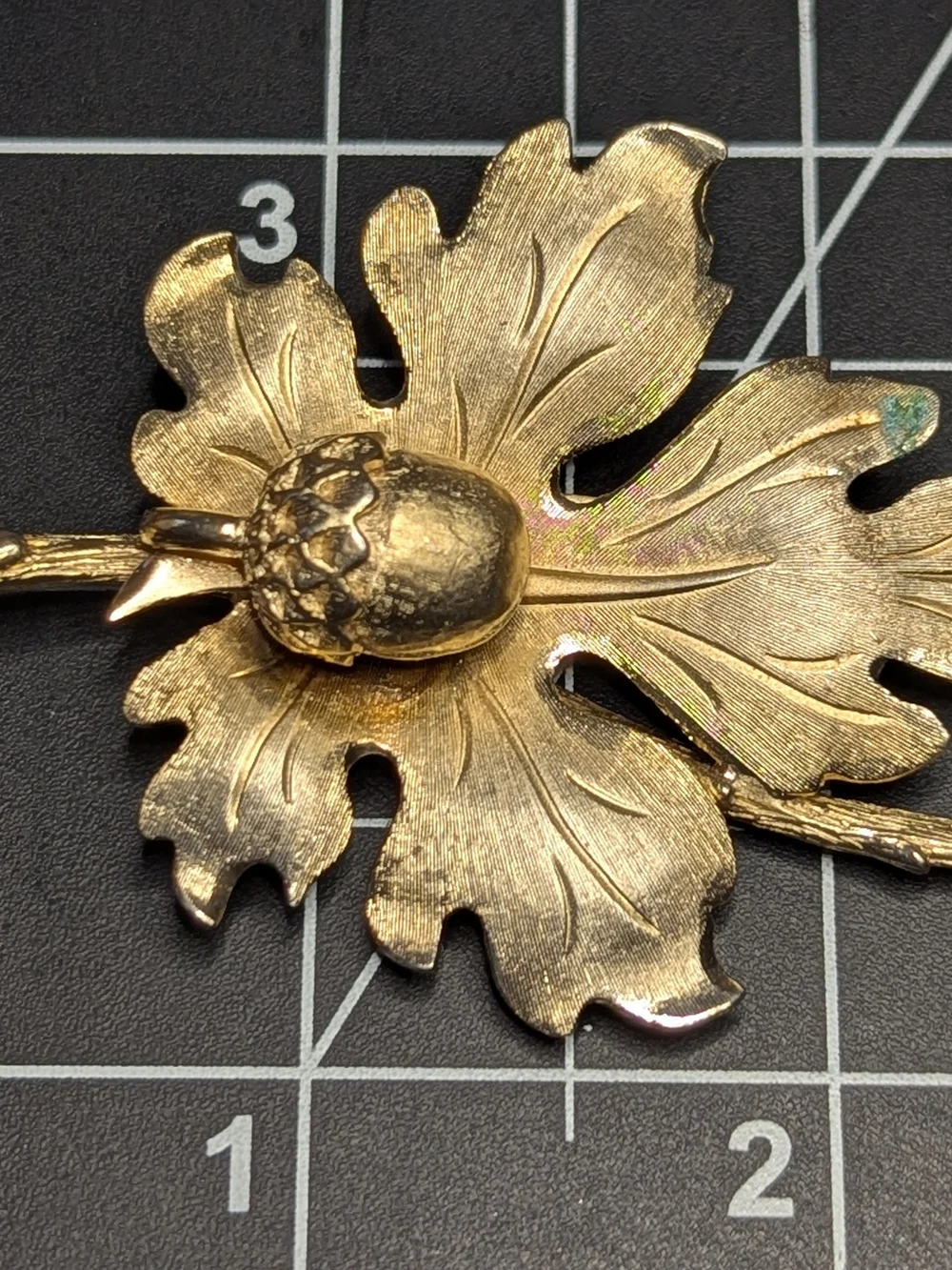 Gold Leaf and Acorn Brooch -